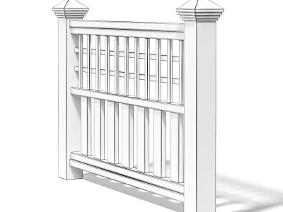 Dark Wooden Fence 3D Model 3D model