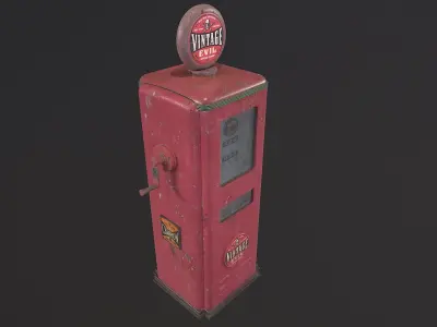 Retro Gas Station Low-poly 3D model