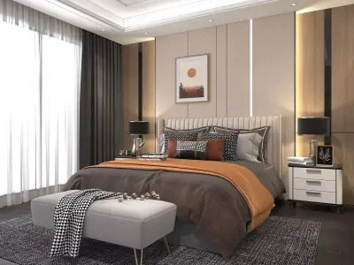 Modern Bedroom Scene 4 3D model