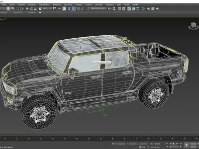 Rigged Pickup Truck with Interior Low-poly 3D model