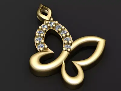 Diamond Butterfly Pendant 3D print model
