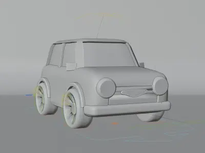 yellow cartoon car Low-poly 3D model