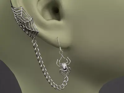 Ear cuffs Spider on web 3D model