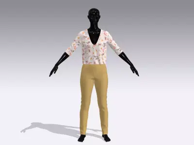 Female Cloth Dress Low-poly 3D model 5