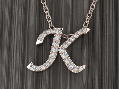 Jewelry Alphabet Pendant K 3D print model