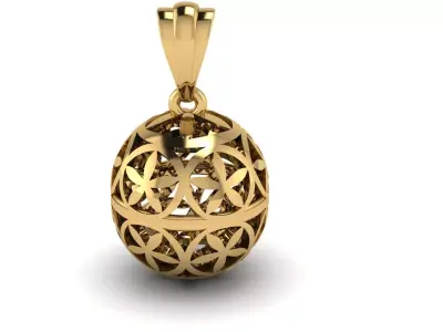 ROUNDED SHAPE GOLD PENDANT 3D PRINTABLE MODEL 3D print model