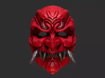 Tengu Teeth Oni Mask 16 Demon Full Face 3D print model