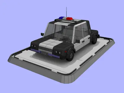 Cartoon Low Poly Police Car Low-poly 3D model