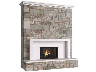Modern Art Deco Fireplace stone  3D model