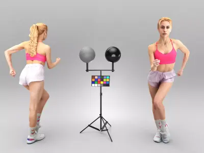 Sporty young woman doing workout 373 Low-poly 3D model
