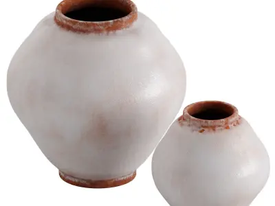 Glazed Handcrafted Terracotta Vases 3D model