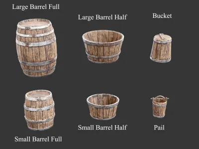 Medieval Collection Containers Wood Crates and Barrels