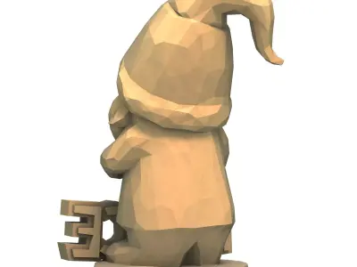 PEACE Gnome Cute Low Poly Figurine Holding Text 3D print model