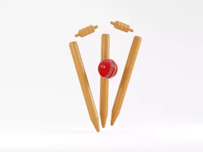 Cricket ball with stamp Low-poly 3D model