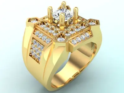 Diamond Rings - Mens Rings - N334 3D print model