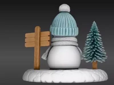 Cozy Snowman Decor Set 3D Scene Model Winter Figurine Christmas Low-poly 3D model