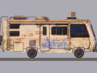 POST-APOCALYPTIC DERELICT RV Low-poly 3D model