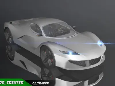 Lowpoly Ferrari Sport Race Car 3D Model Low-poly 3D model