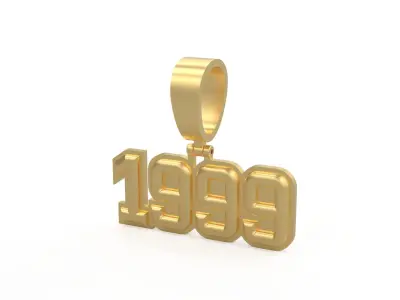 Model 1171 Number 1999 Necklace Curved With Border 3D print model