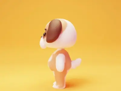 Saint Bernard Dog - Cute Cartoon Animal Character 3D model