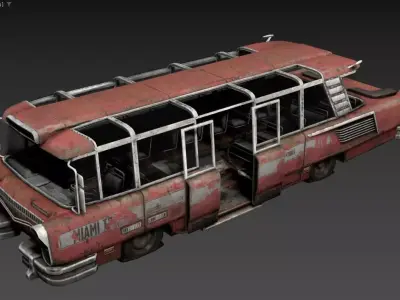 3D model bus of a vintage Low-poly 3D model