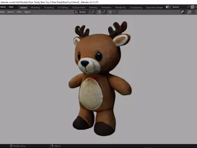 Deer Tedy Bear Toy 2 Low-poly 3D model