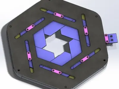 Sliding Iris mechanical-hexagon with center hole 3D print model