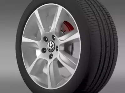 VW Polo 2010 Sedan wheel 3D model