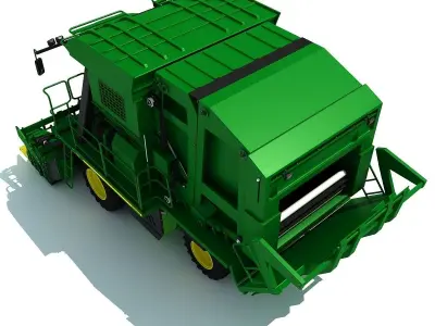 Green John Deere Cotton Picker 3D model
