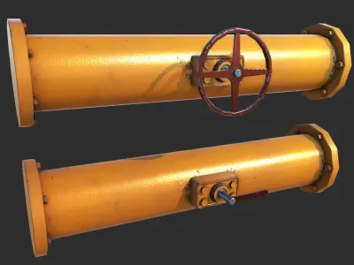 Rusty Pipes PBR Low-poly 3D model