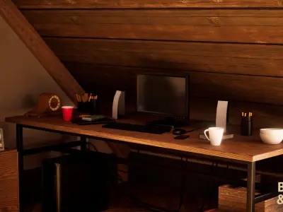 American Suburban House Environment Low-poly 3D model