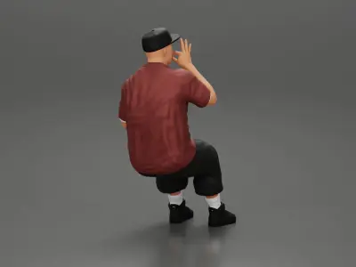 Gangster homie in cap Sitting On the car And Smoking Cigar 3D print model