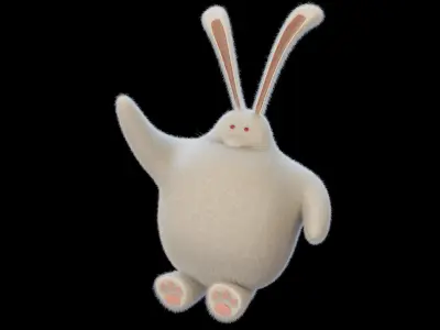 Stylized furry rabbits collection low poly Low-poly 3D model