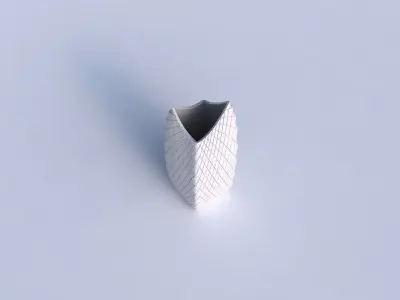 Vase double arc rectangle with diagonal grid plates 3D print model