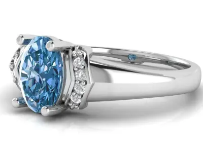 Beautiful female Oval gem ring 3D print model