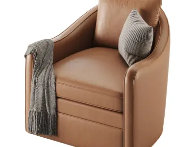 Wide Seat Lounge Swivel Arm Chair 3D model