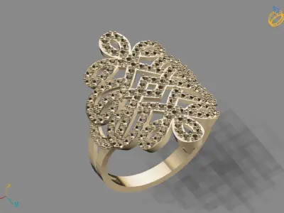 Vintage Womens Diamond Ring Women Rings 3dmodels 3D print model 3D print model