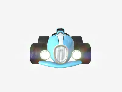 Cartoon Kart B10 Light Blue - Vehicle Racing Design Low-poly 3D model