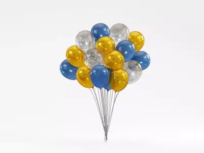 Colorful balloons Low-poly 3D model