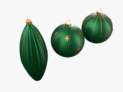 Christmas Tree Ornament Set1 - Green Orange 3D model