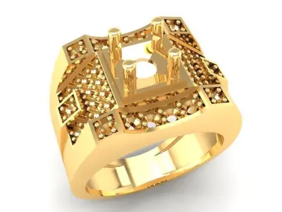 Luxury Geometric Diamond Men Ring  323 3D print model
