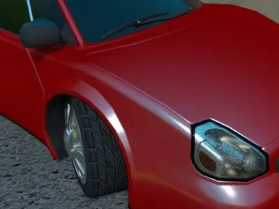 Rigged low poly cartoon sport car Low-poly 3D model