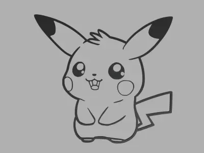 Pikachu Wall Silhouette 01 3D print model