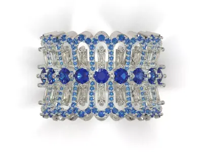 Sapphire Diamond Mountain Range Clustering Cocktail Ring jr00276 3D print model