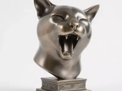 Cat sculpture 3D print model