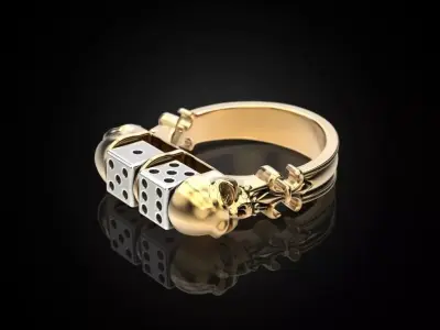 Skull Dice Ring 3D print model