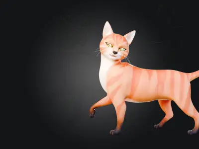 Rigged Cute Cat Low-poly 3D model