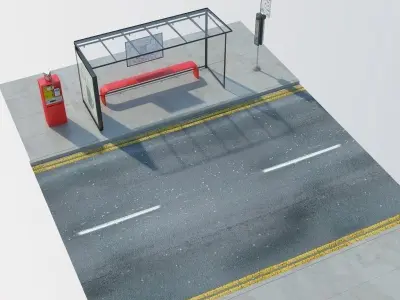 London Bus Stop 2 3D model
