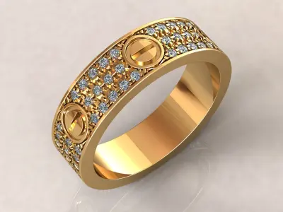 Love Ring C Pave Big Size 3D print model