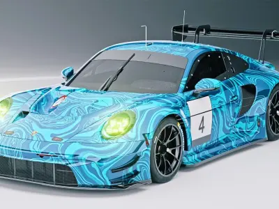 porsche 911 992 gt3 r Low-poly 3D model